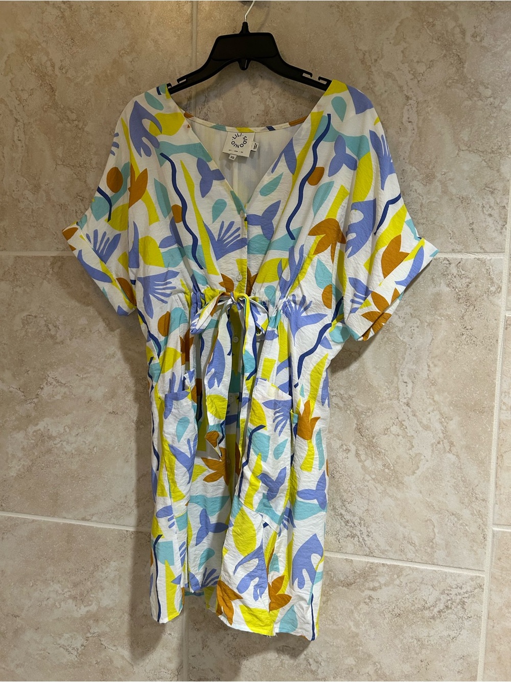 Tie-Waist Mini Dress in Multi Floral Print